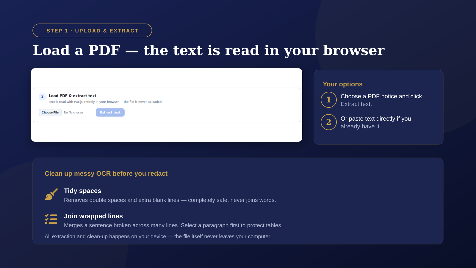 Step 1 — upload and extract text
